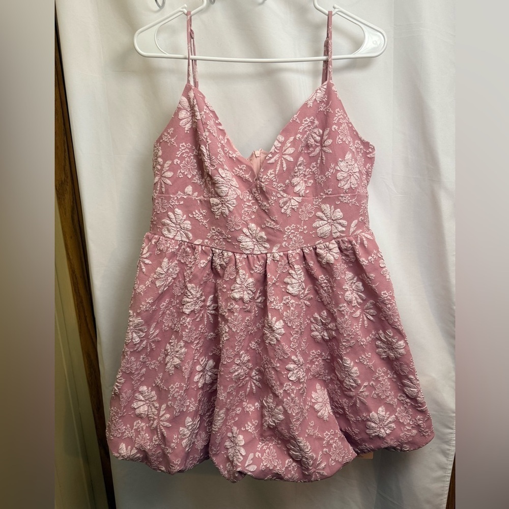 SHEIN Pink Floral Mini Bubble Dress Size 1X